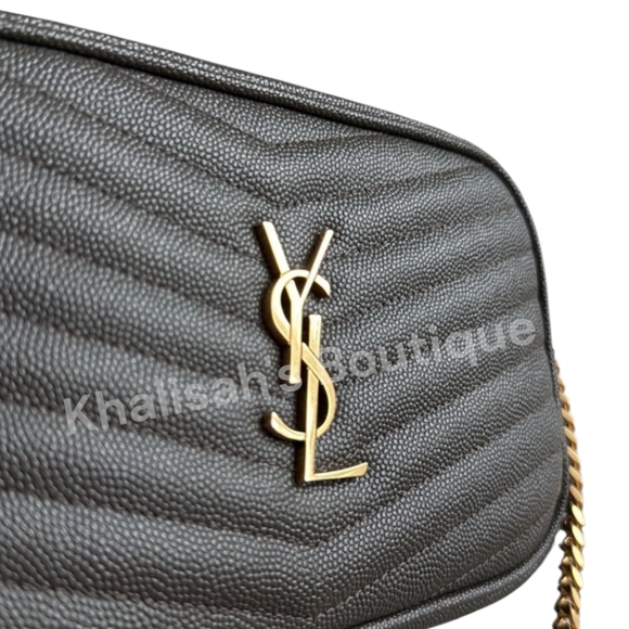 Authenticated Saint Laurent Lou YSL Grain de Poudre Camera Crossbody Bag Fog - Picture 13 of 16
